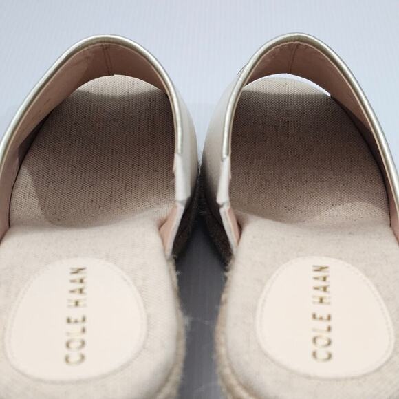 NEW Cole Haan Cloudfeel Southcrest Sandal Wedge Espadrille Ivory Leather Size 10 - Picture 9 of 12